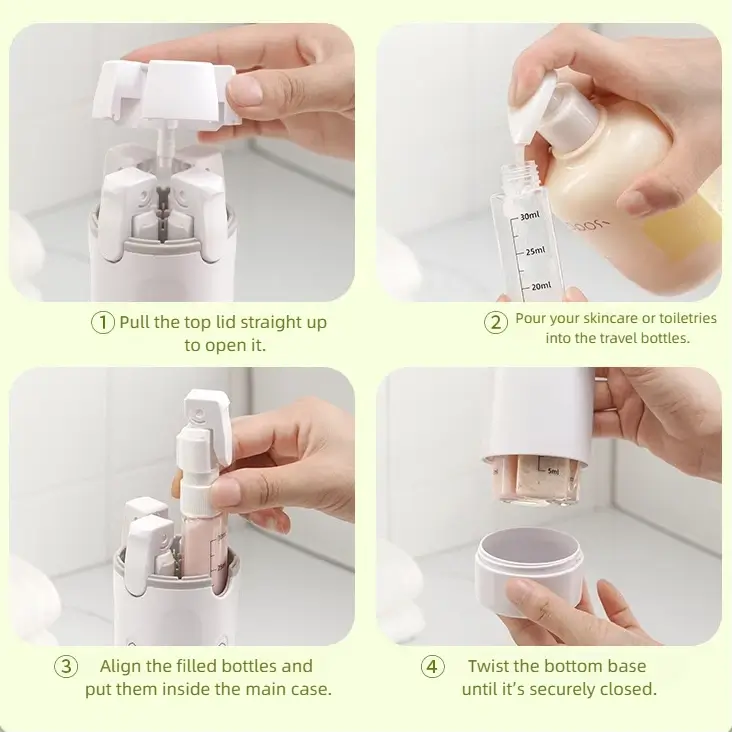 Add your everyday toiletries to the separate compartments.