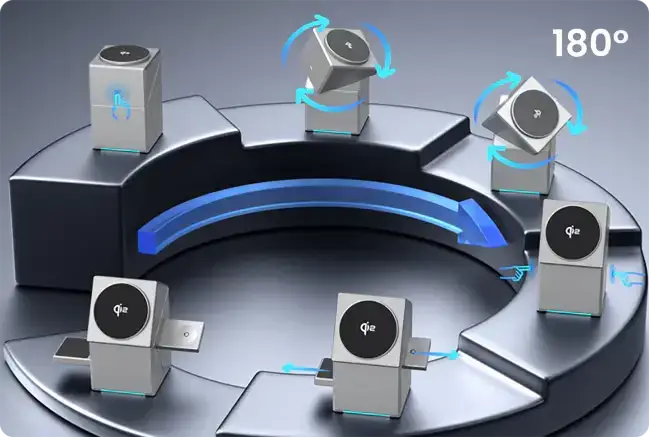 Geometric Rotating Cube 3-in-1 Magnetic Wireless Charger
