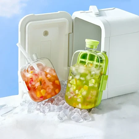 Easy Press Ice Cube Bottle with Straw