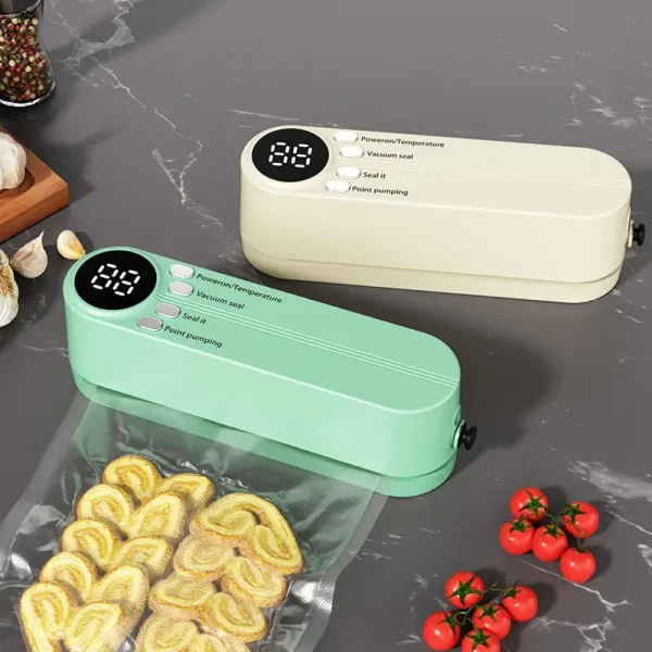 Portable Cordless Vacuum Sealer – 60kPa Power, Keep Food Fresh 5X Longer